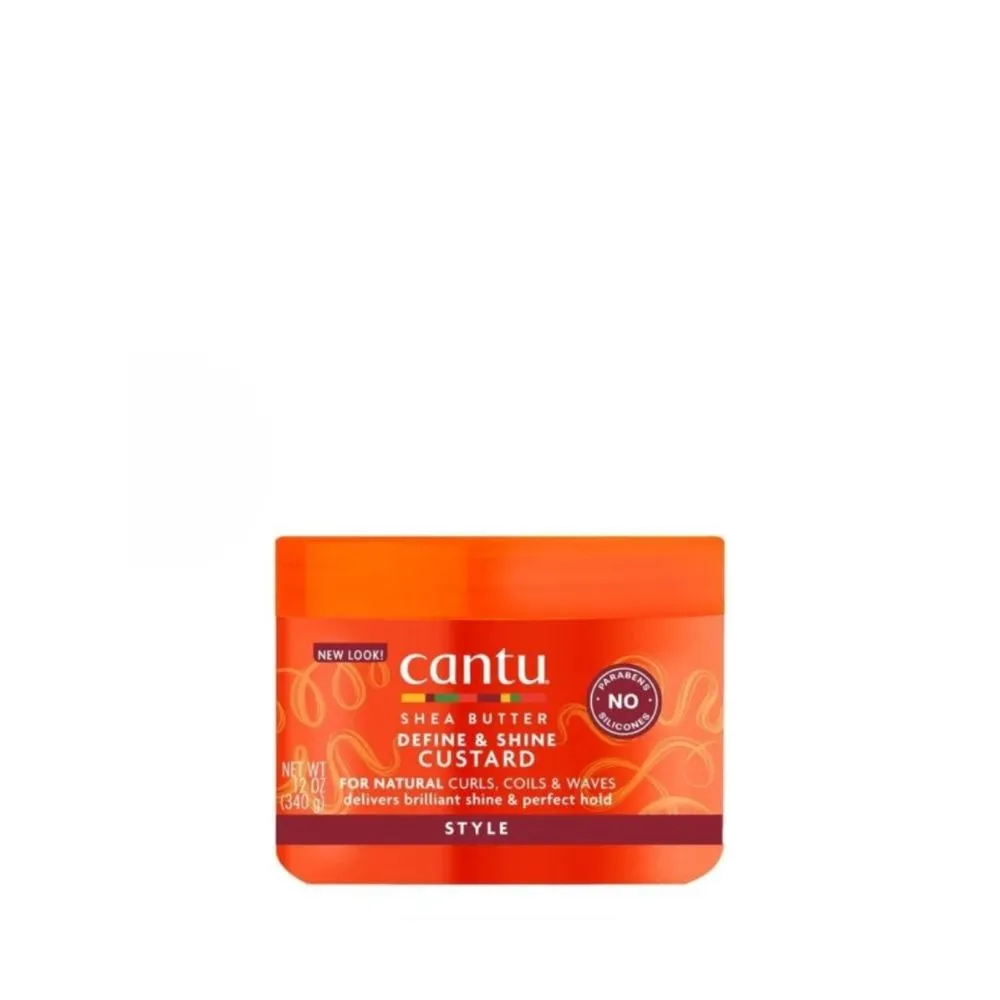 Gel definidor de rizos Cantu Define & Shine Custard 340g para cabello rizado, ondas y afro
